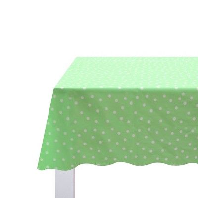 108"x53" Plastic Easter Tablecloth Green with White Dots - Spritz™ | Target