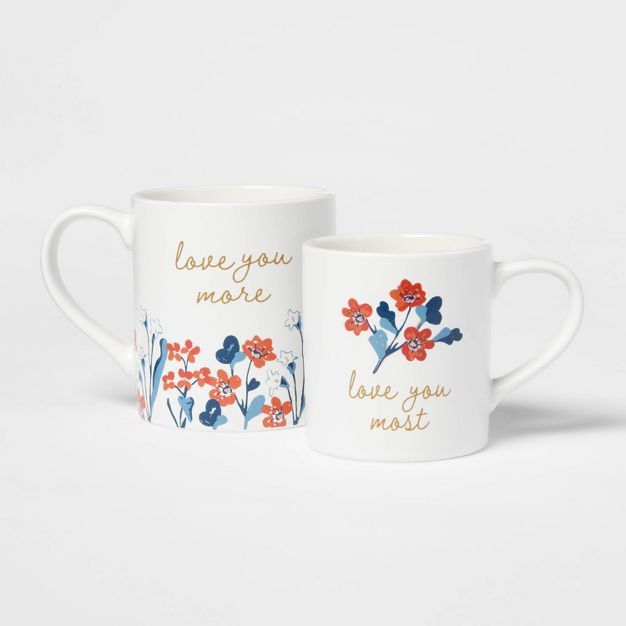 16oz 2pk Stoneware Love You More and Love You Most Mugs - Threshold™ | Target