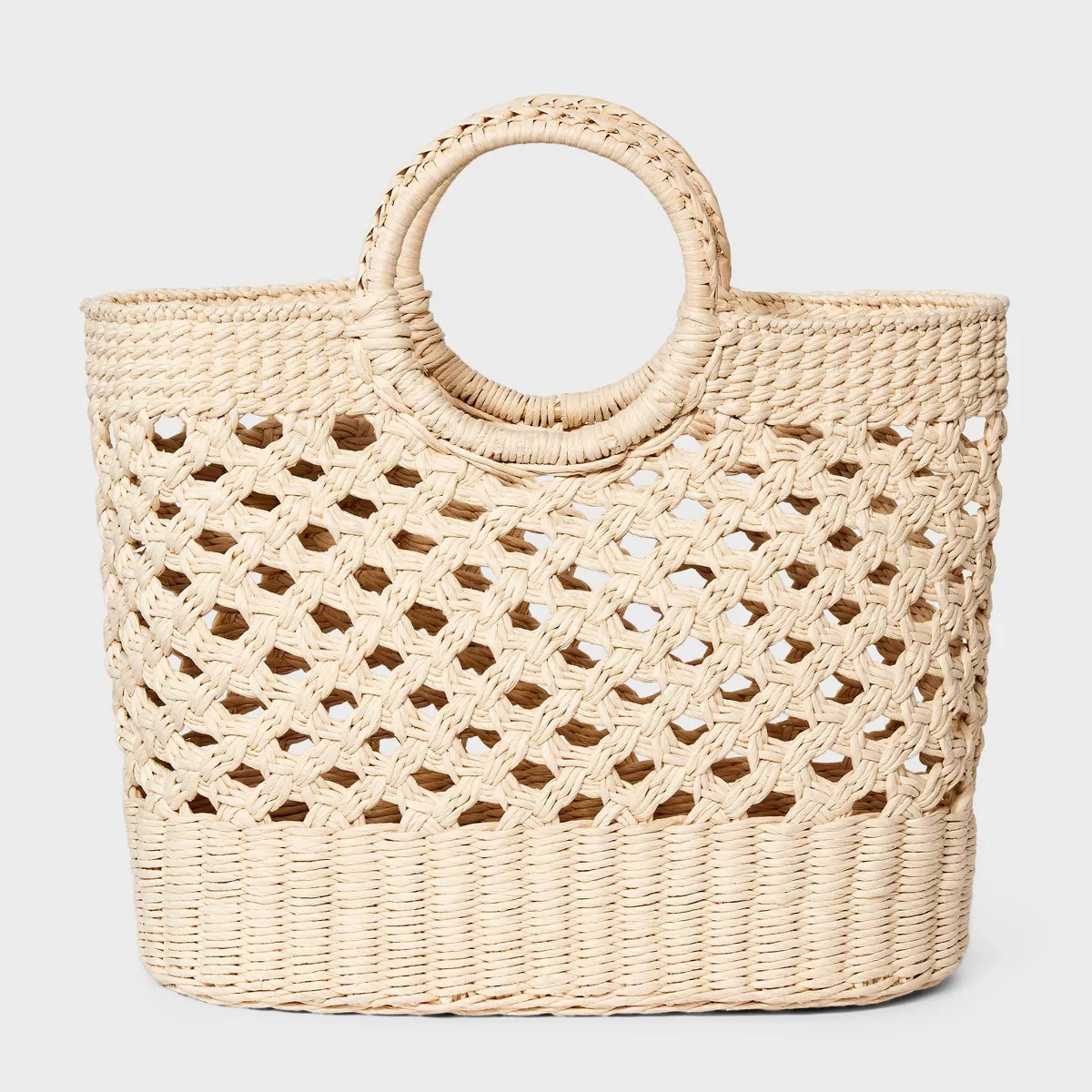 Straw Circle Handle Tote Handbag - A New Day™ Ivory | Target