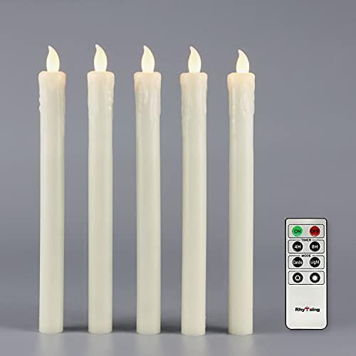 Rhytsing Ivory 10'' Flameless Taper Candles with Timer, Battery Operated Dinner Candles, Push-Act... | Amazon (CA)