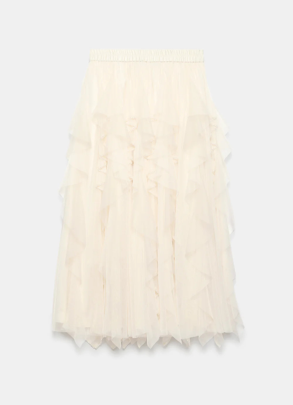 Cream Tulle Beaded Maxi Skirt | Mint Velvet