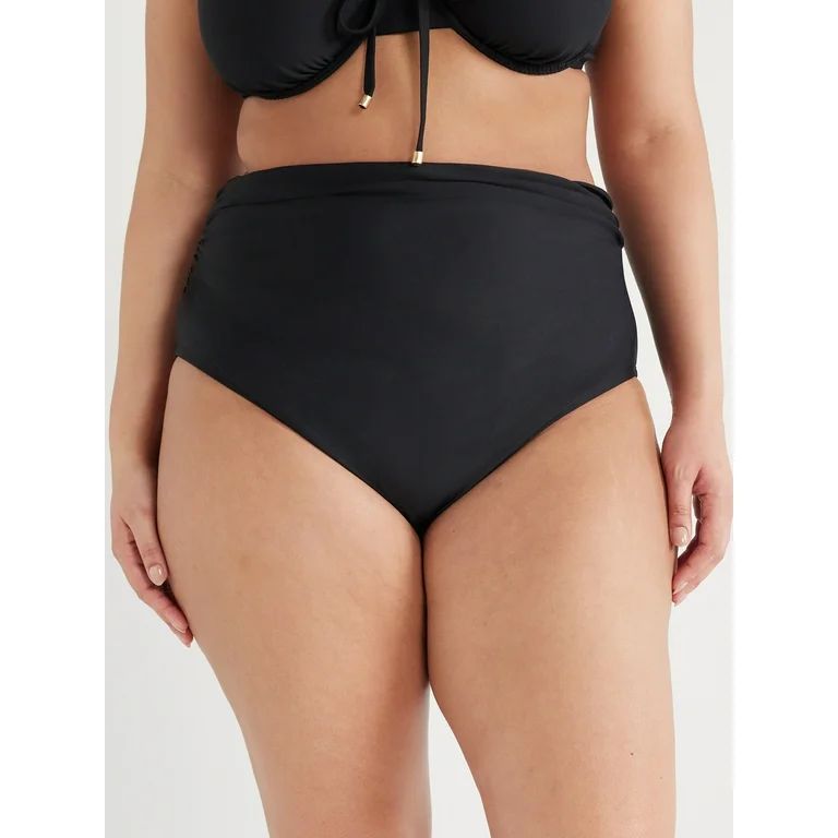 Time and Tru Women's and Women's Plus Ruched Slimming Bikini Bottoms, Sizes S-3X | Walmart (US)