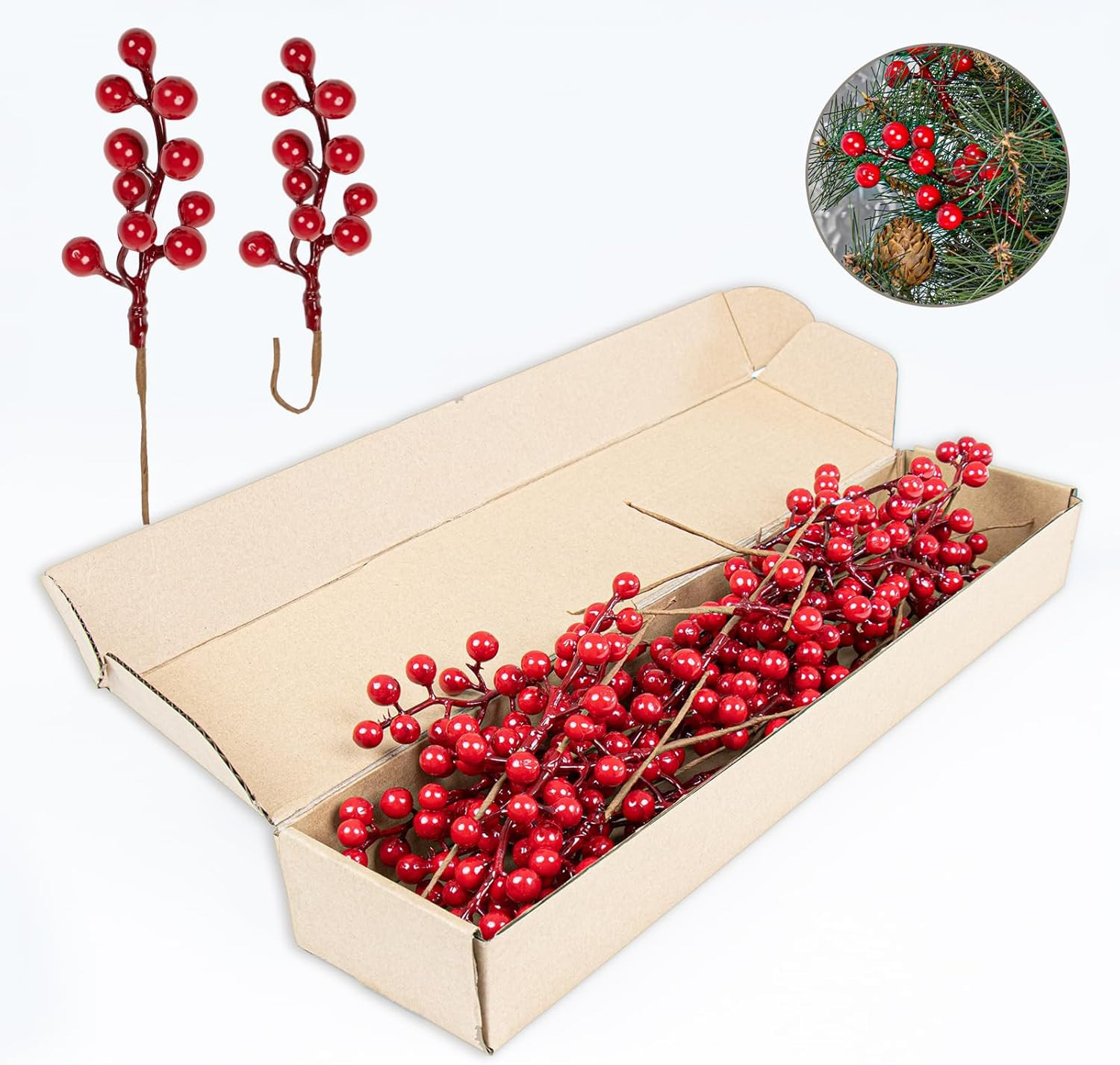 32 Pack Christmas Tree Decorations, Artificial Red Berry Stems 6.5 Inch Christmas Berry Picks wit... | Amazon (US)