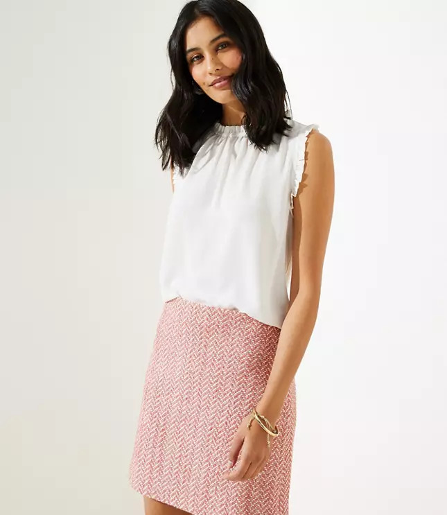 Ruffle Mixed Media Shell | LOFT