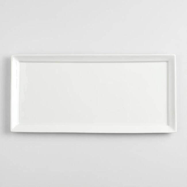 White Porcelain Rectangular Tasting Plates, Set of 4 | World Market