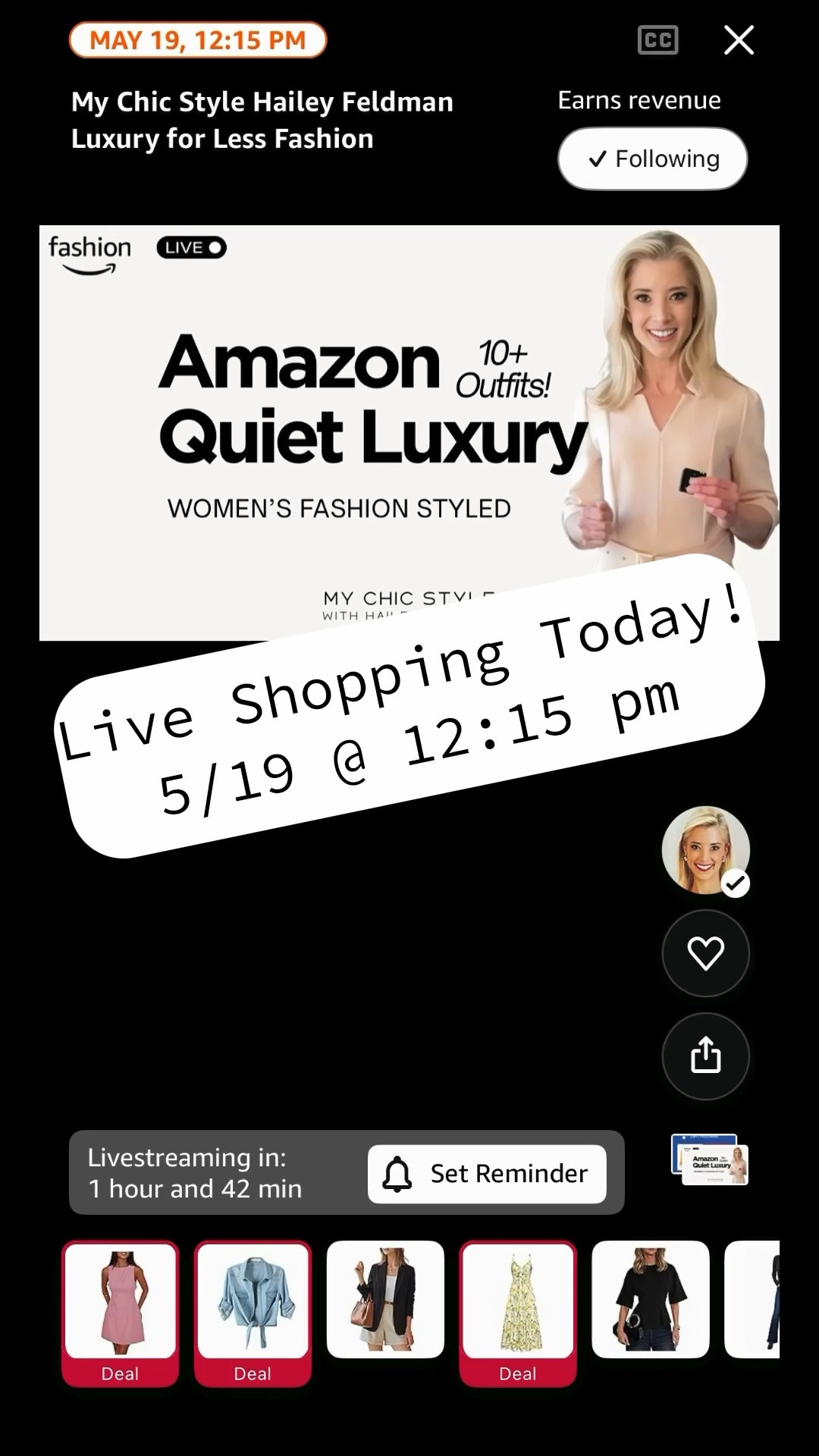 Looking for that quiet luxury aesthetic without the designer price tag? Hi! Welcome back to My Chic Style! I'm Hailey, your trusted guide to discovering the best classic chic products online. Join my Amazon Fashion Live Shopping Show, focused on high-quality basics and timeless silhouettes.

➡ JOIN: https://www.amazon.com/live/broadcast/4c09a479-b079-4437-9c29-1af588c5df16?linkCode=ilv&ref_=social&tag=haileyfeldman-20
➡ DATE: Livestream starting at 12:15 PM on Tuesday, May 19, 2026

In this stream, I’m styling over 10 head-to-toe outfits that prove you can achieve the old money style using affordable Amazon fashion finds.

SHOW OVERVIEW:
➡ Luxury Monochrome & Neutral Base: High-quality tanks and bodysuits.
➡ Tailored Essentials: Linen blends and structured blazers.
➡ Quiet Luxury Accessories: Subtle jewelry, leather belts, and chic handbags.
➡ Monochrome Magic: How to style tonal outfits for a high-end feel.

#LTKgrwm #LTKPetite #LTKdayinmylife