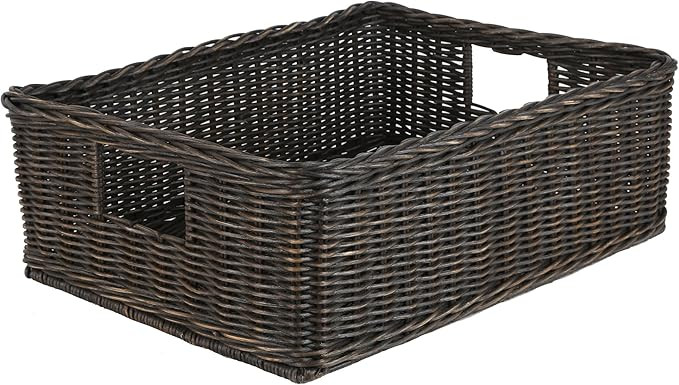 The Basket Lady Under the Bed/Basic Wicker Storage Basket, Large, 22 in L x 16.5 in W x 7 in H, A... | Amazon (US)