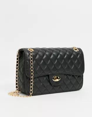 My Accessories London quilted cross body bag in black with chain | ASOS | ASOS (Global)