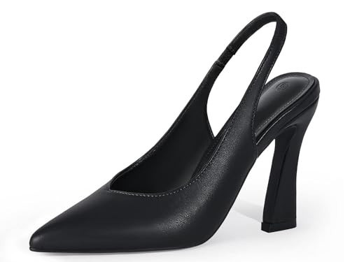 gihubafuil Womens Slingback Kitten Heels Closed Pointed Toe Wedding Party Dress Pumps Shoes Black | Amazon (US)