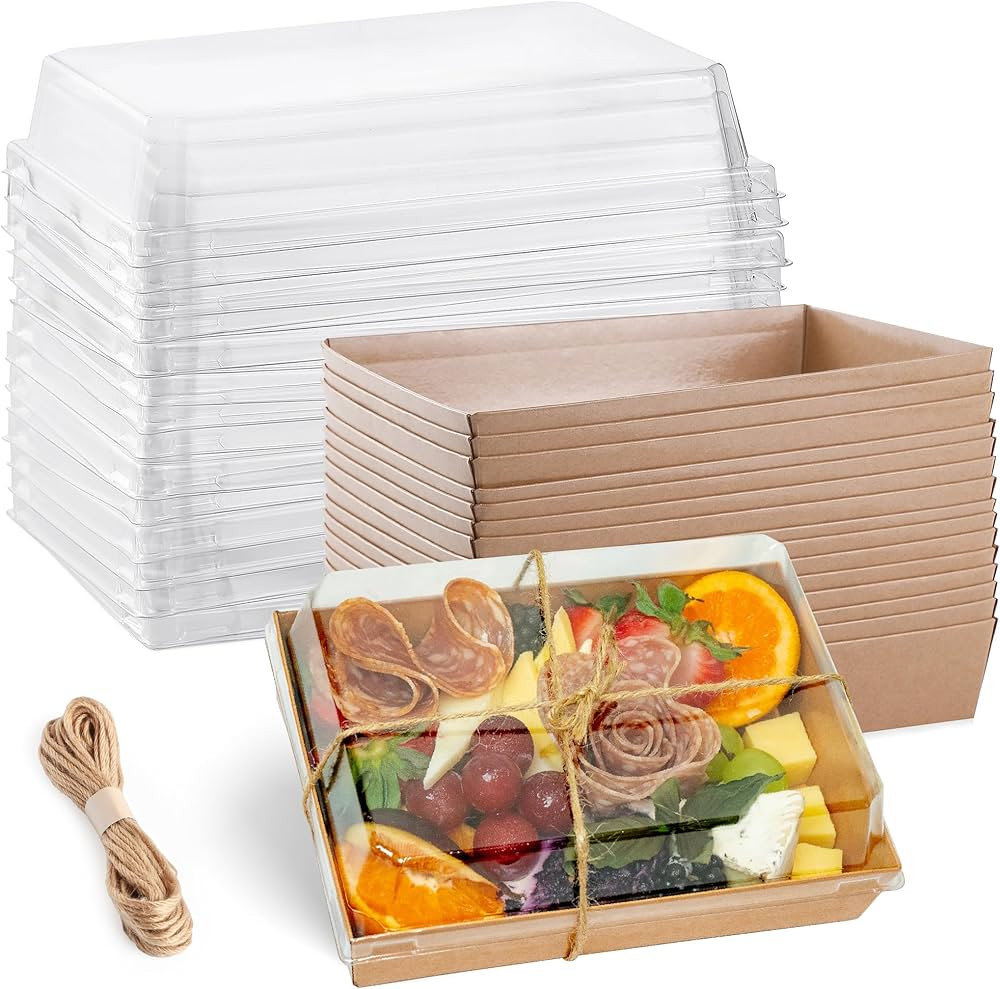 50 Pack 7x5 Inches Charcuterie Boxes with Clear Lids - Individual To Go Paper Charcuterie Board w... | Amazon (US)