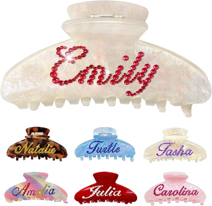 Personalized Colorful Name Hair Claw Clips for Women,Custom Hair Clips with Diamond,Cute Hair Acc... | Amazon (US)