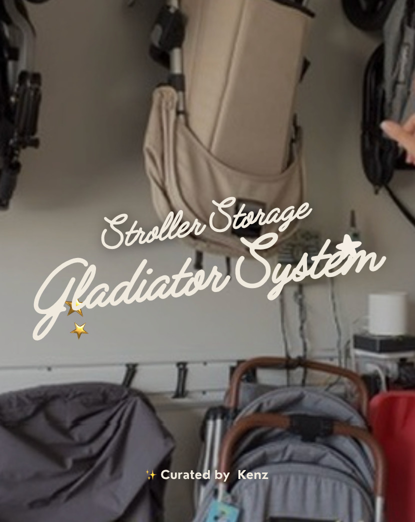Garage stroller storage system from Home Depot! 

 