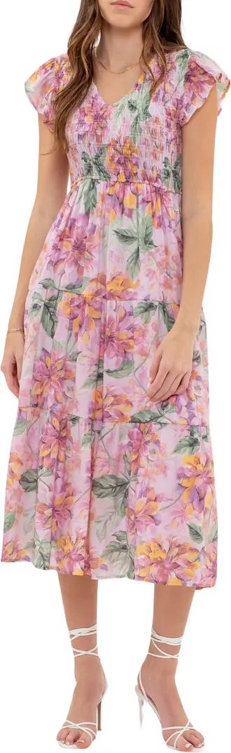 Floral Smocked Midi Dress | Nordstrom Rack