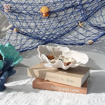 Accessoryway Large White Sea Shells Decorative Bowl Resin Clam Shell Bowl Beach Decorations for H... | Amazon (US)