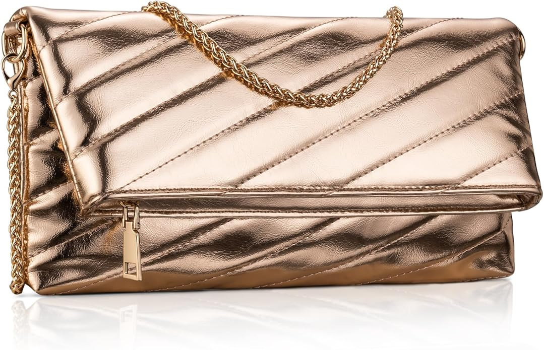 Leather Clutch Evening Purse for Women Envelope Crossbody Bag with Chain Strap Wedding Party Hand... | Amazon (US)
