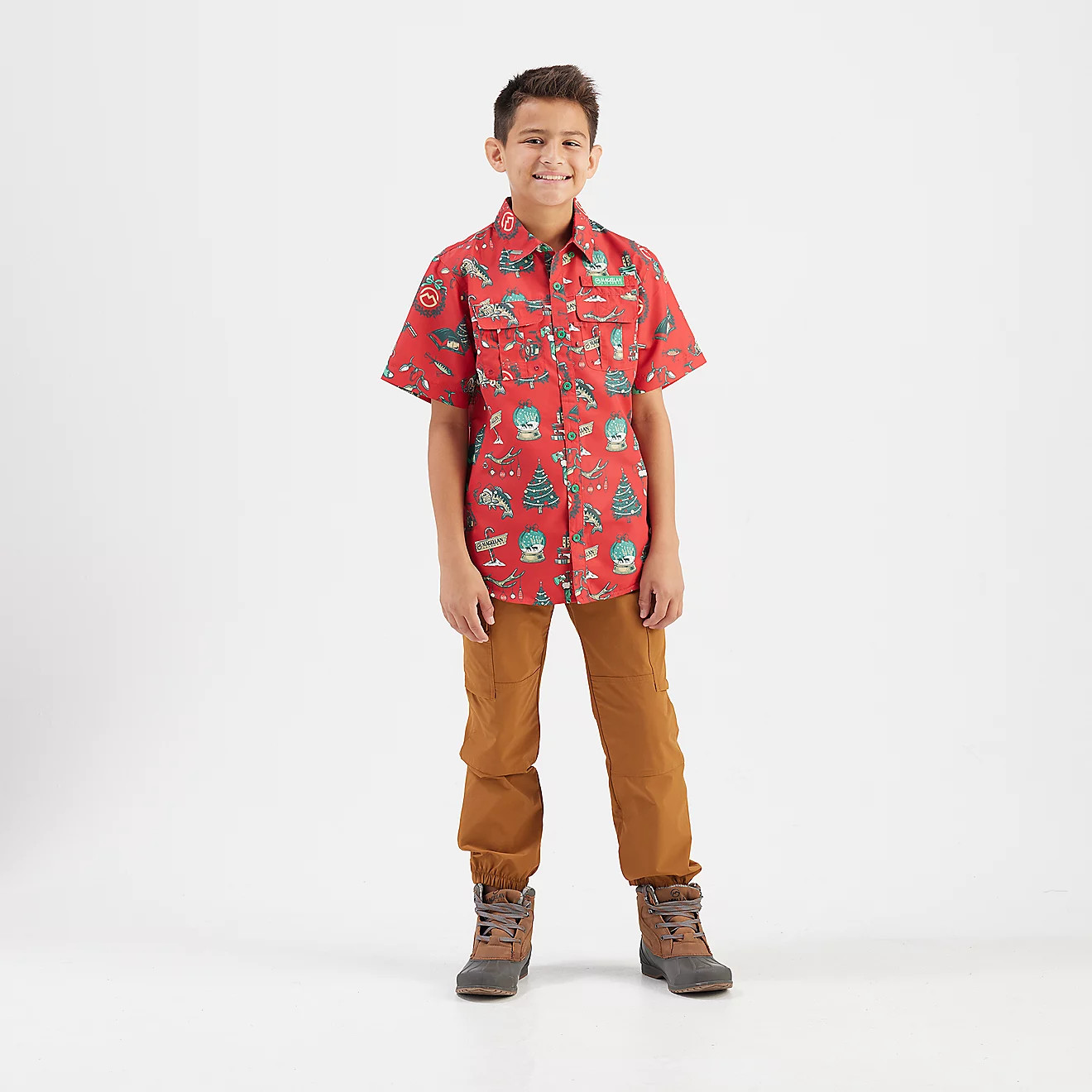 Magellan Outdoors Boys' Laguna Madre Holiday Illustrations Fishing Shirt | Academy Sports + Outdoors
