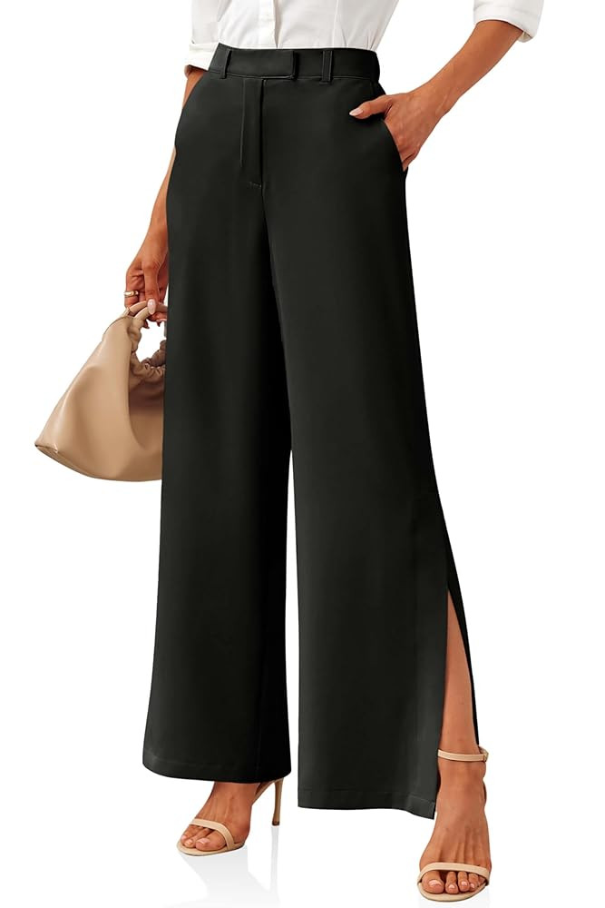 Cicy Bell Womens Side Split Dress Pants Elastic High Waisted Wide Leg Business Casual Trousers wi... | Amazon (US)