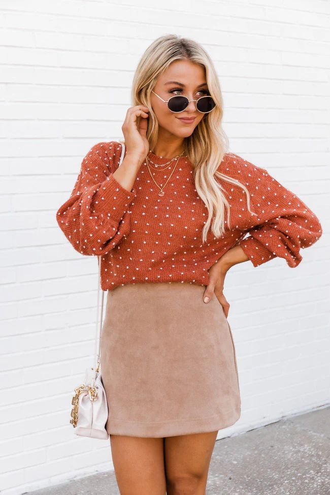 Mentioned To You Rust Pom Sweater | The Pink Lily Boutique