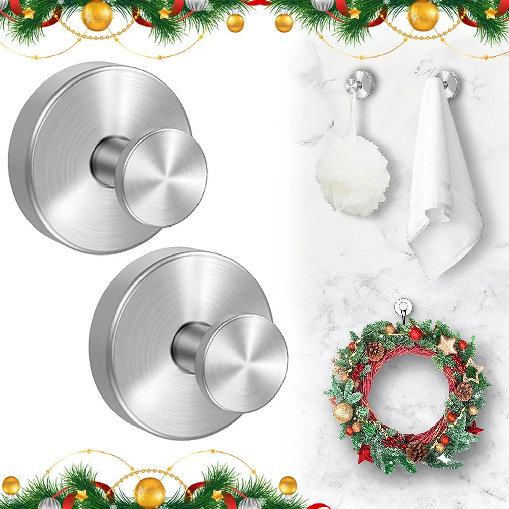 Suction Cup Hooks for Shower, 2Pcs No Drill for Bathroom Wall,Kitchen,Glass Window,Tile to Hang T... | Amazon (US)