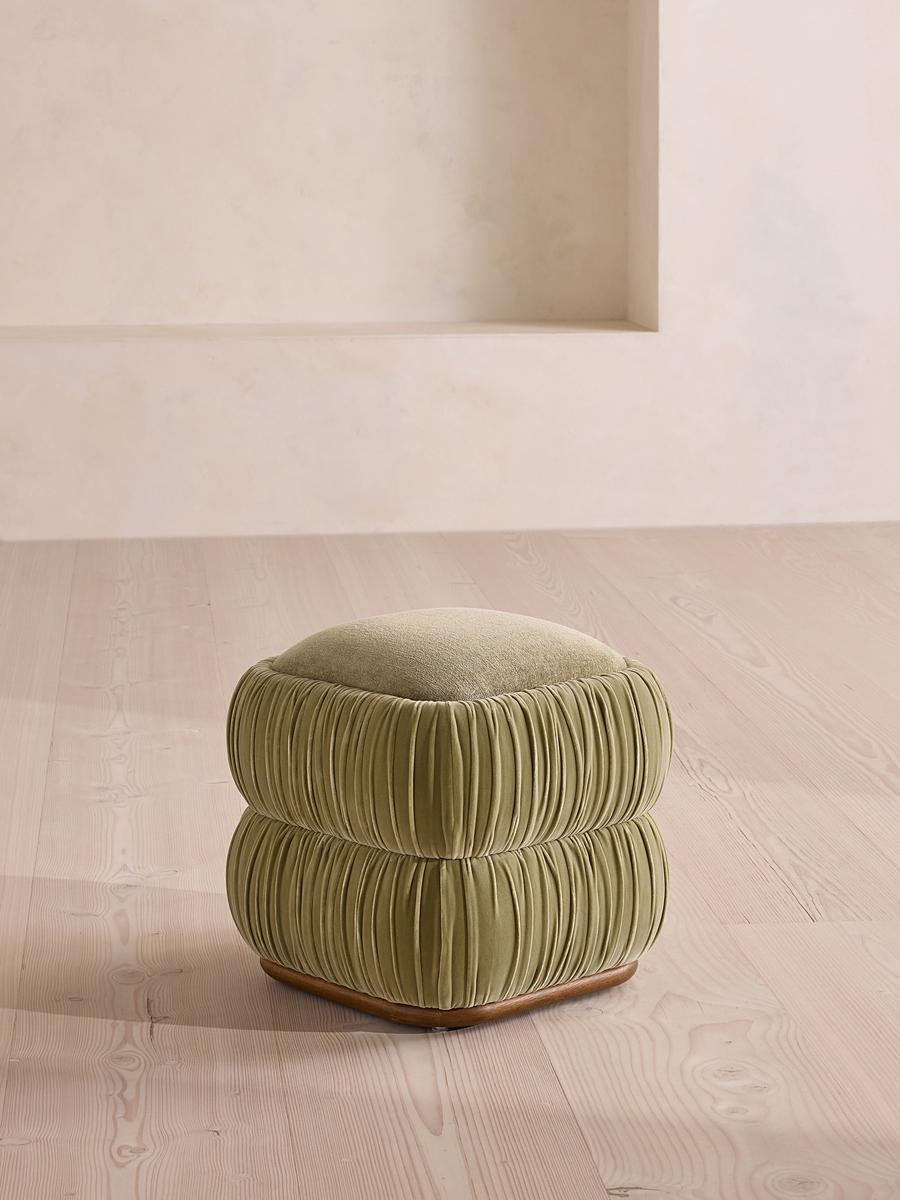 Tabitha Footstool, Velvet & Linen Chenille, Lichen, UK | Soho Home Ltd