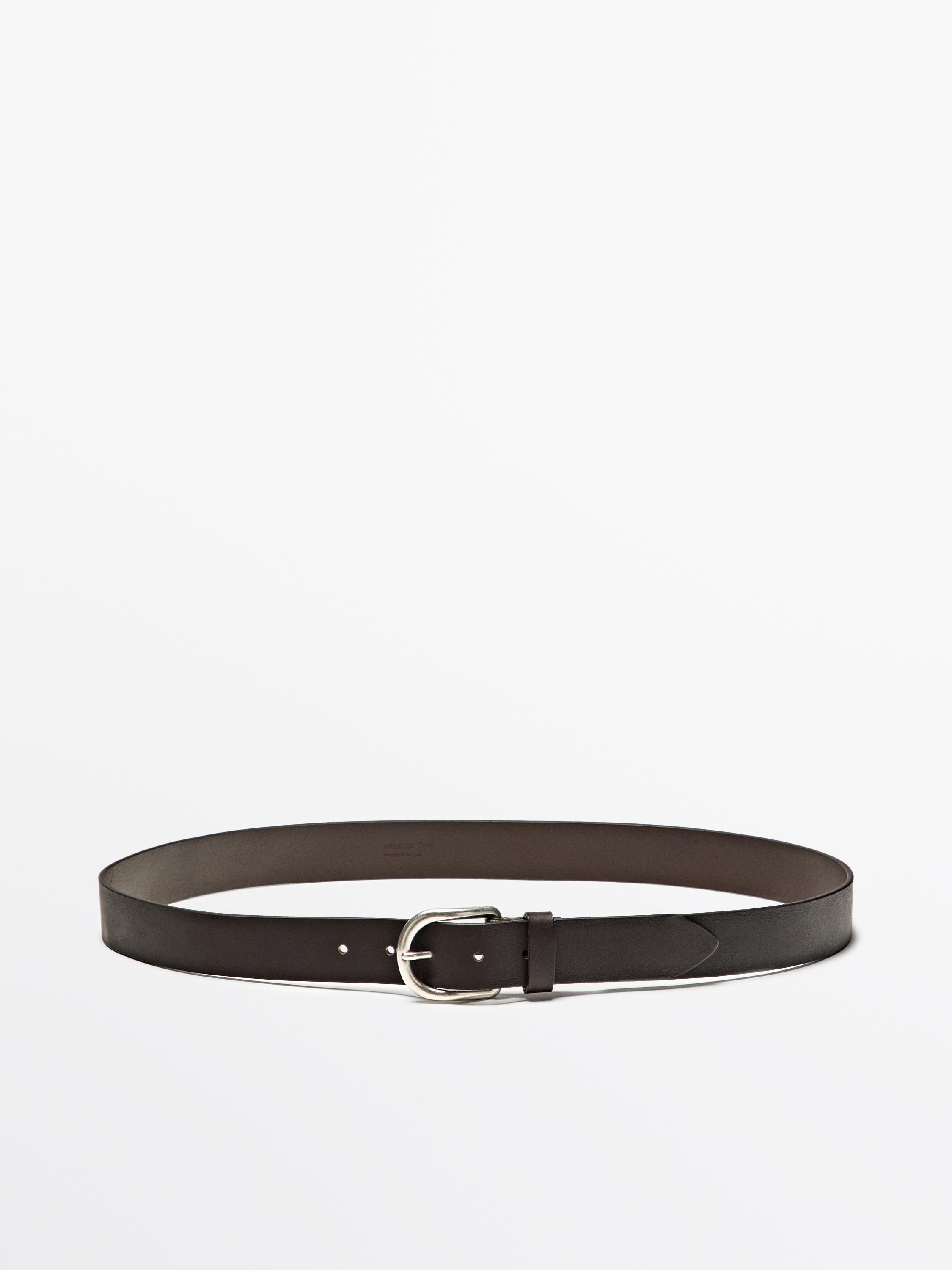Belt made of cowhide leather with a nappa finish. 3.5 cm wide. Metal buckle closure. | Massimo Dutti US