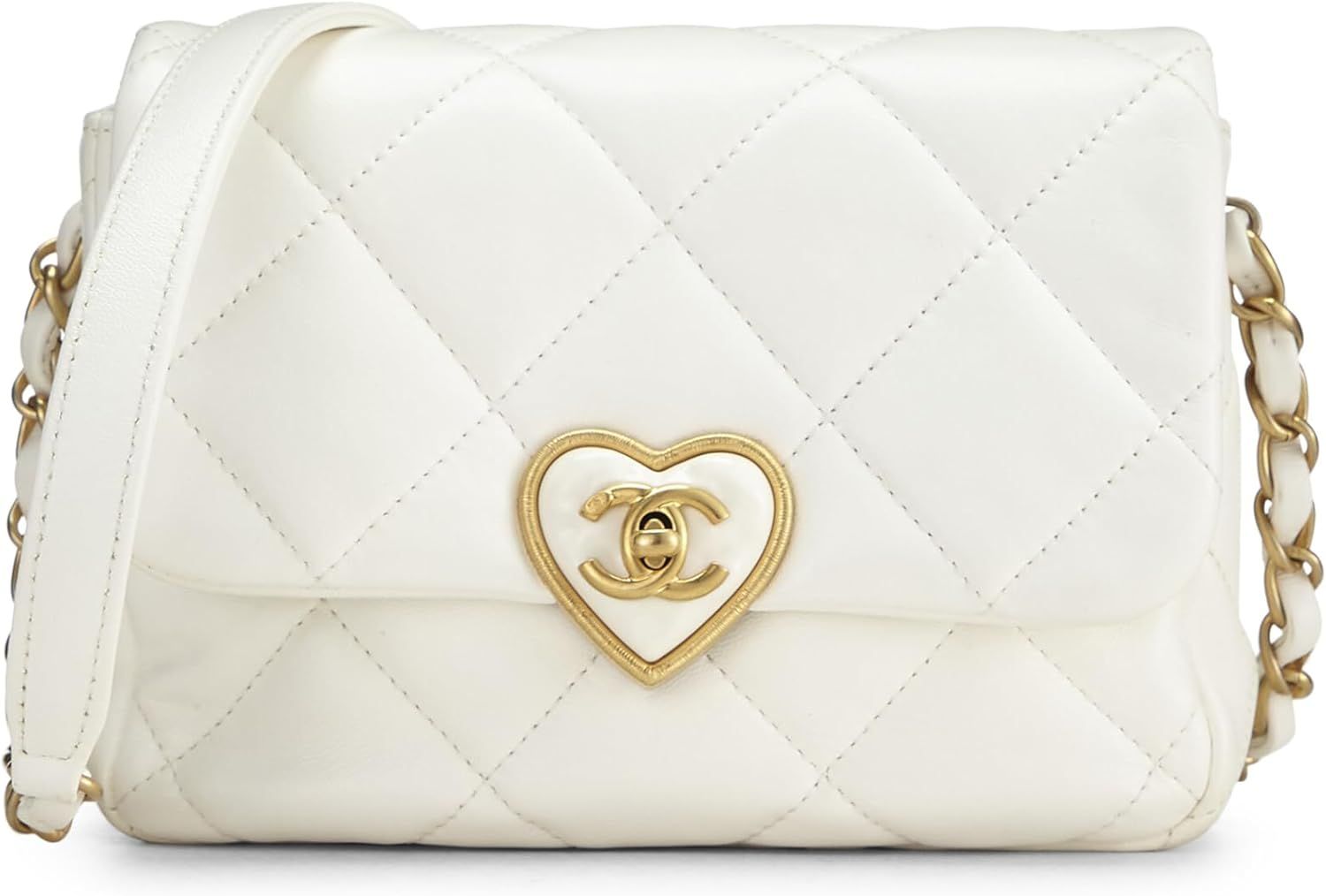 Amazon.com: Chanel, Pre-Loved White Lambskin Coco Love Flap Mini, White : Luxury Stores | Amazon (US)