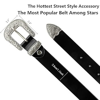 JASGOOD Women Leather Belts Ladies Vintage Western Design Black Waist Belt for Pants Jeans Dresse... | Amazon (US)