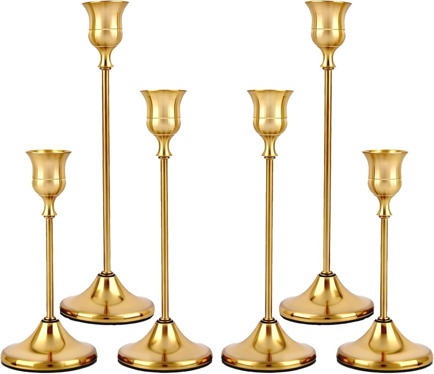 Set of 6 Brass Gold Candle Holders Metal Candlestick Holders Home Decor | Amazon (US)
