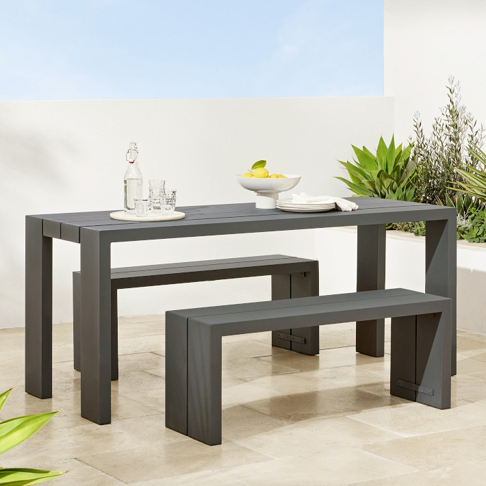 Larnaca Outdoor Slate Grey Metal Dining Table | Williams-Sonoma