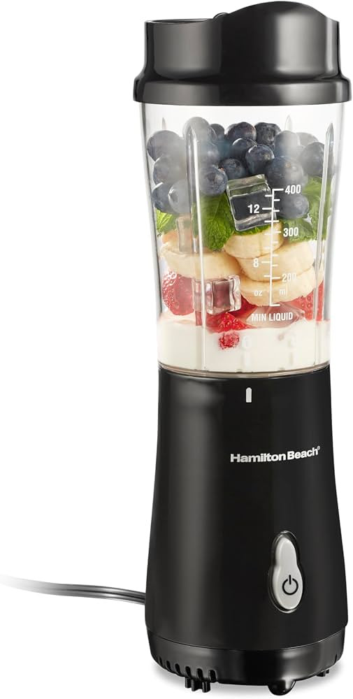 Hamilton Beach Portable Blender for Shakes and Smoothies with 14 Oz BPA Free Travel Cup and Lid, ... | Amazon (US)