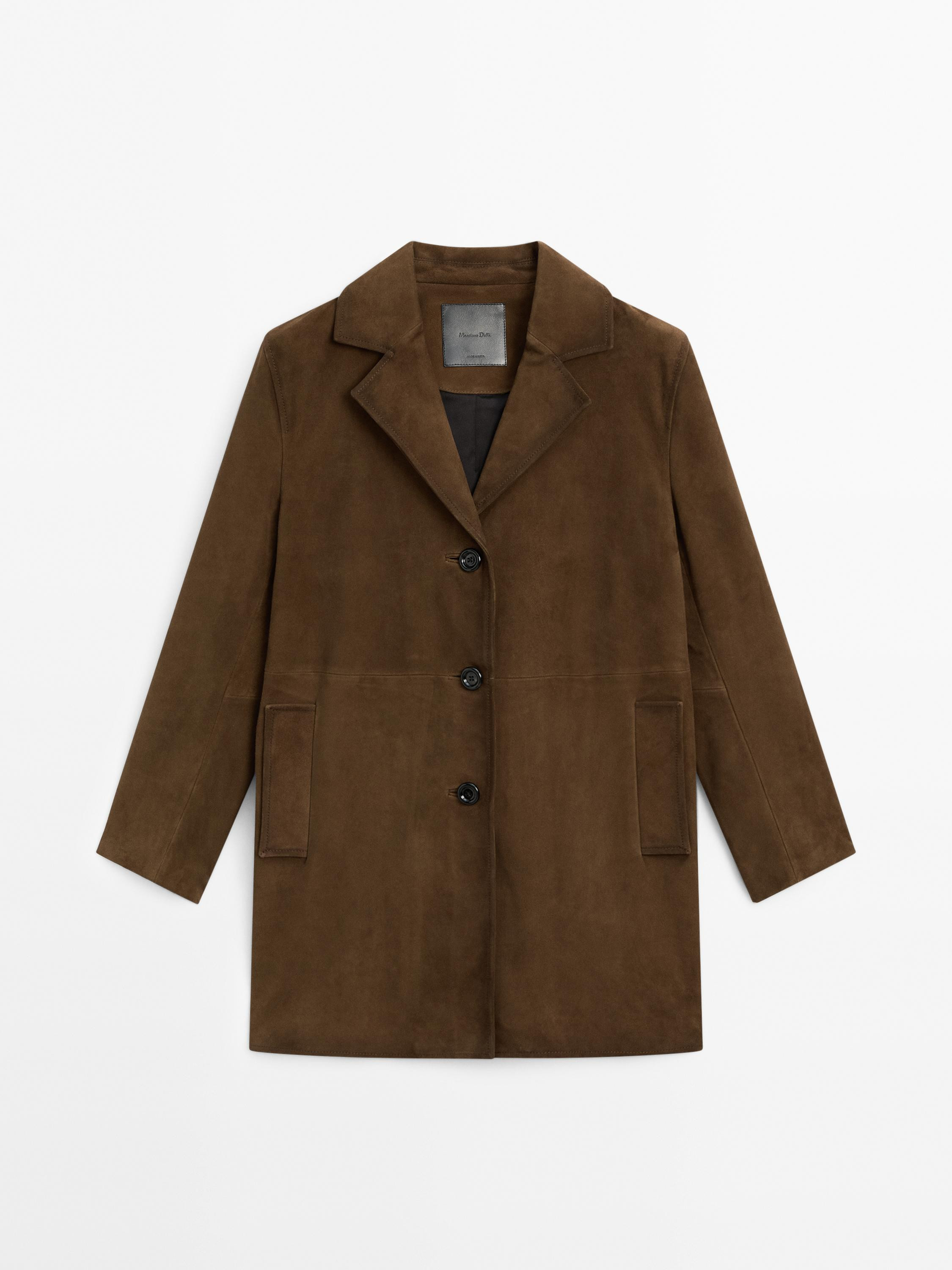 Lined suede leather coat | Massimo Dutti US