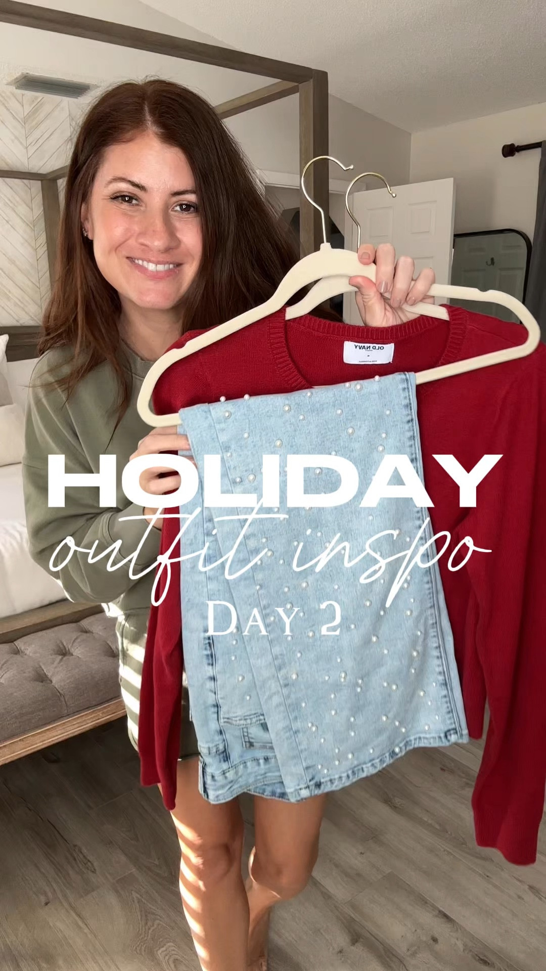 Holiday Outfit Inspo Day 2 ✨🎄❤️ These pearl embellished jeans are so comfortable and perfect for any holiday event that you have this season! They do not have the embellishment on the back, making them super comfortable to wear and sit down! They’ve got tons of stretch! Paired them with my favorite Old Navy cardigan for an easy casual, but elevated look!

Follow me for more affordable fashion, and holiday outfit inspo! 

Wearing:
Jeans – size small (size down)
Cardigan – size medium
Metallic heels – true to size


#LTKHoliday #LTKGiftGuide #LTKWatchNow