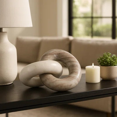 Usko Decorative Double Ring Chain Sculpture Figurine - Modern Intertwined Decorative Object Statue For Living Room And Home Decor - 7 | Wayfair North America