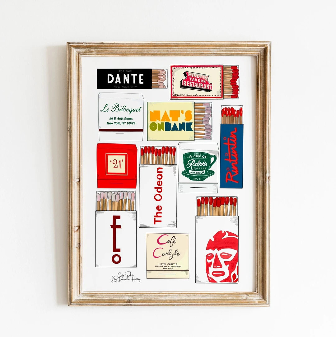 NYC Matches Illustration, Matchbook Art New York City - Etsy | Etsy (US)