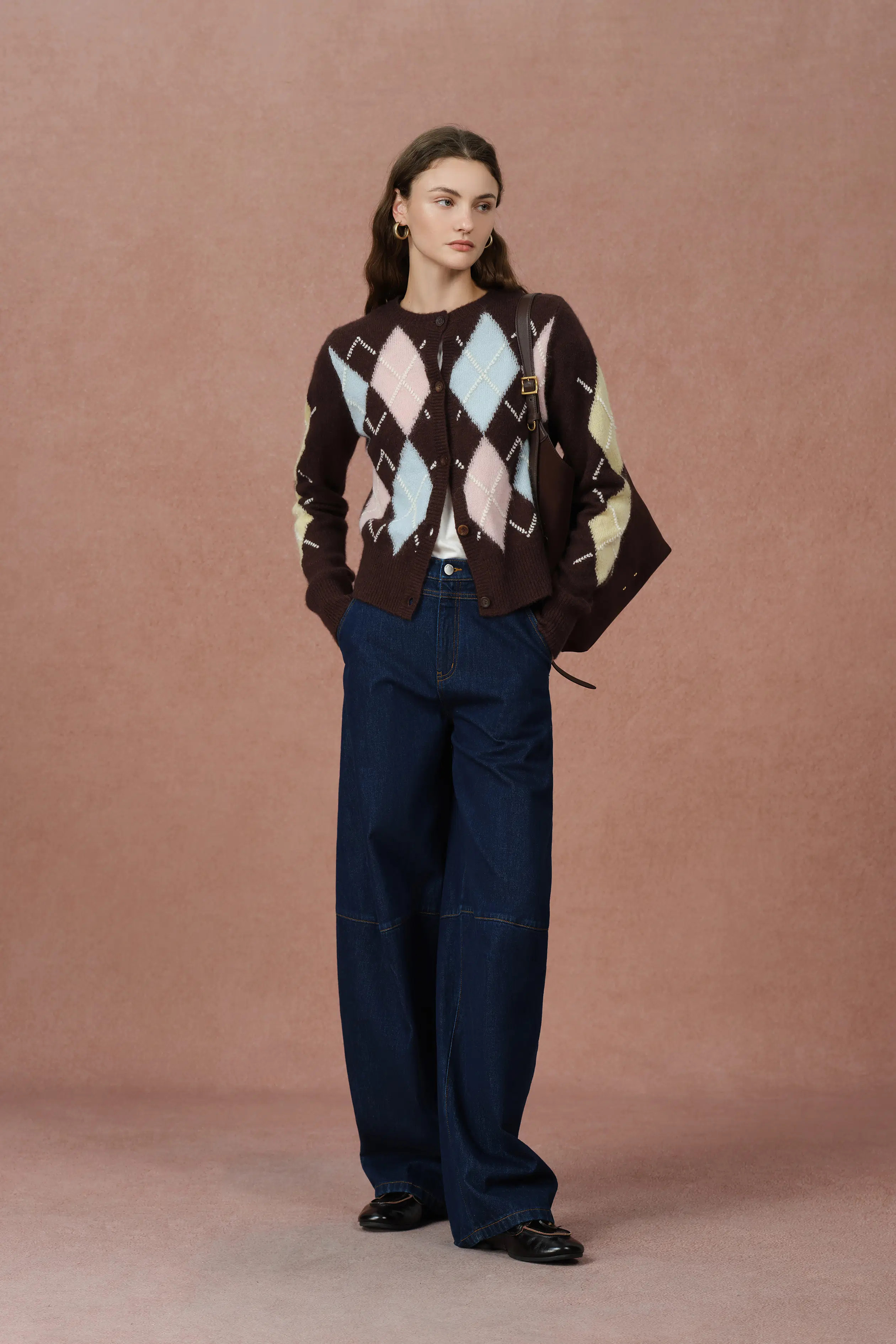 Hart Argyle Short Cardigan in Wool Cashmere Blend Knit | Fabrique