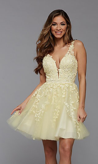 PromGirl Babydoll Short Prom Dress with Beading | Prom Girl