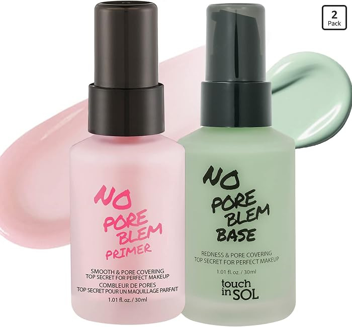 TOUCH IN SOL No Pore Blem Primer + Redness Correcting Base Set - Pore Filler Blurring Primer Befo... | Amazon (US)