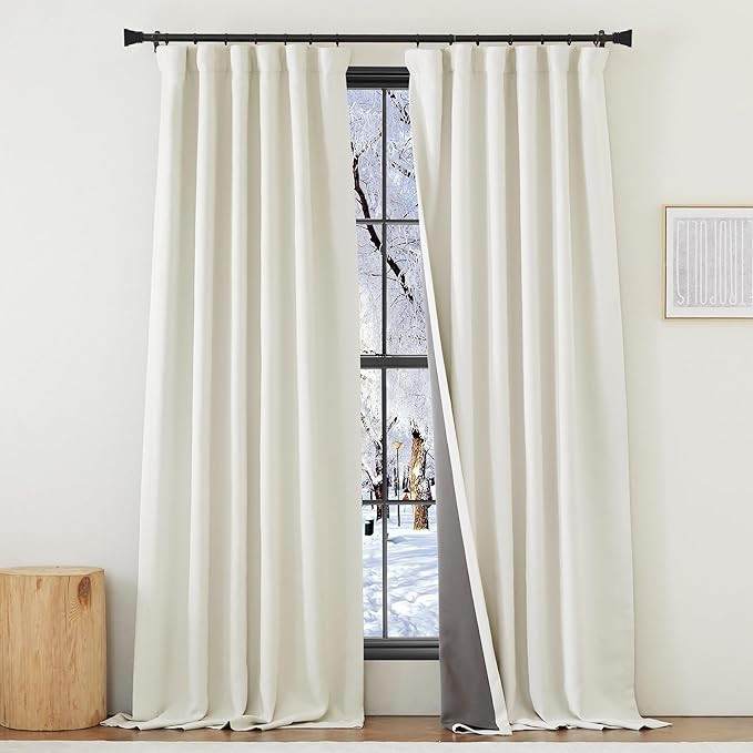 NICETOWN Faux Linen 100% Blackout Curtains 90 inches Long with Liner, Pinch Pleated Room Darkenin... | Amazon (US)