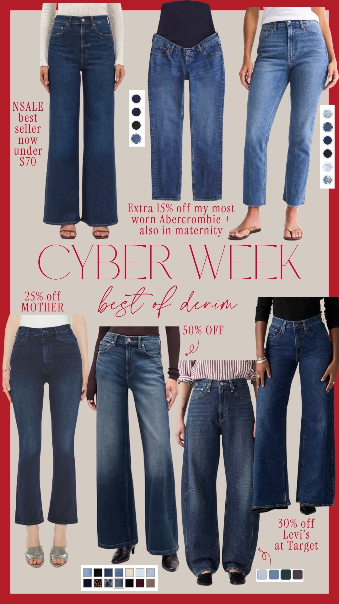 Cyber Week Best of Denim roundup! My most worn and best selling denim of the year now on major sale. Mother denim, Levi’s, GAP, Abercrombie and more 

Use code CYBERAF for extra 15% off Abercrombie denim 

#LTKCyberWeek #LTKBump #LTKSaleAlert
