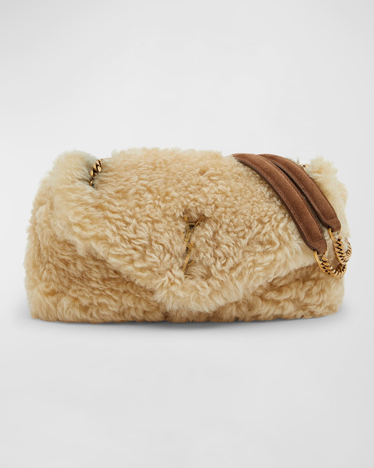 Calypso Small YSL Shoulder Bag in Shearling | Neiman Marcus
