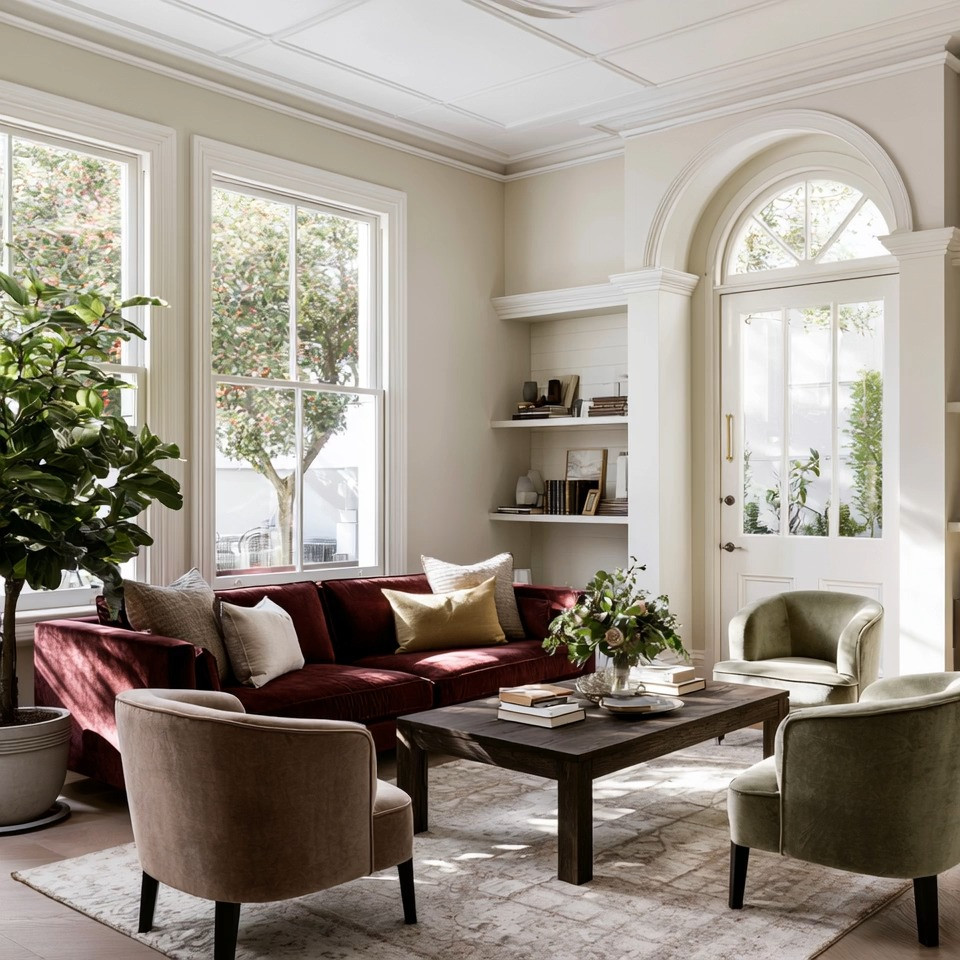 TAKEAWAY: Burgundy velvet sofa + Indoor tree.

Some living rooms feel beautiful because they are filled with furniture.
Others feel beautiful because they are intentional.

This combination is one of those intentional combinations that instantly transforms a space.

A rich burgundy velvet sofa paired with a large indoor tree creates that perfect balance between elegance and nature.

The velvet adds softness, depth, and luxury.
The indoor tree brings life, movement, and grounding energy into the room.

Together, they create a living room that feels peaceful, elevated, and thoughtfully designed without trying too hard.

And the beauty of burgundy is how timeless it feels. It adds richness without feeling overwhelming and pairs beautifully with natural wood, ivory, taupe, black accents, warm neutrals, and layered textures modern homes are moving toward.

Then the oversized tree completes the room.
Whether it is a fiddle leaf fig tree or an olive tree, indoor trees are becoming one of the most important details in modern home decor because they soften the room and instantly make spaces feel more alive.

Even in a small living room, this combination works beautifully.
One statement sofa.
One oversized tree.
And suddenly the entire room feels intentional.

In this edit, we included elegant burgundy velvet sofas and beautiful indoor tree options to help you recreate this elevated living room look at home.

#LivingRoomDecor #BurgundySofa #HomeDecor 

 #LTKHome