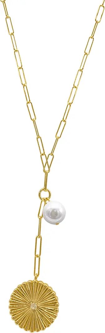 14K Yellow Gold Vermeil Pearl Drop Y-Necklace | Nordstrom Rack