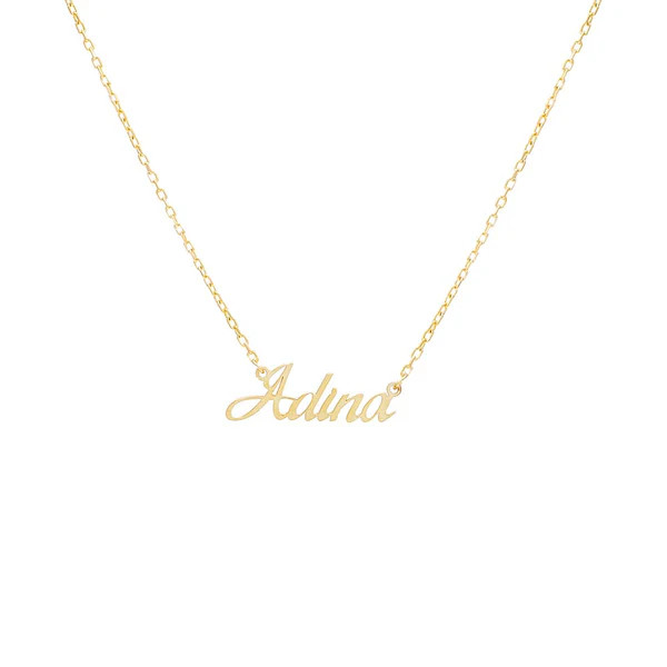Solid Script Nameplate Necklace | Adina Eden