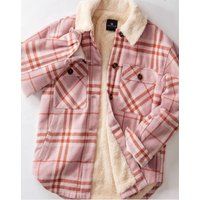 Pink Blush Plaid Shacket With Shepa Fleece Lining. Warm Women's Oversized Flannel Shirt Jacket. Prem | Etsy (US)