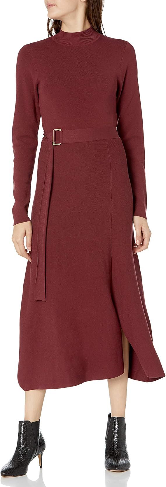 The Drop Women's Odette Long Sleeve Mock-Neck Belted Swing Maxi Dress | Amazon (US)