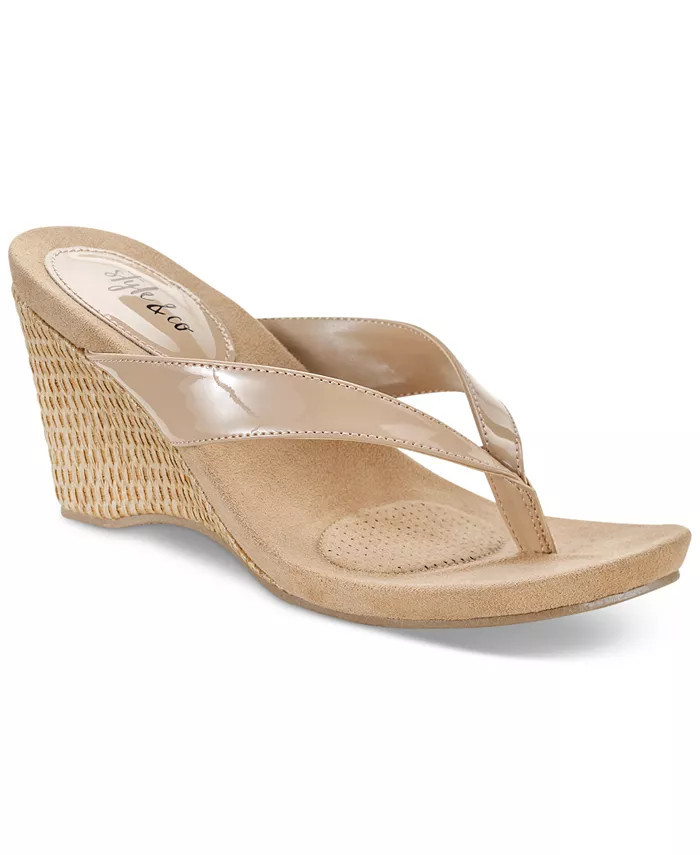 Chicklet Wedge Thong Sandals, Created for Macy's | Macys (US)