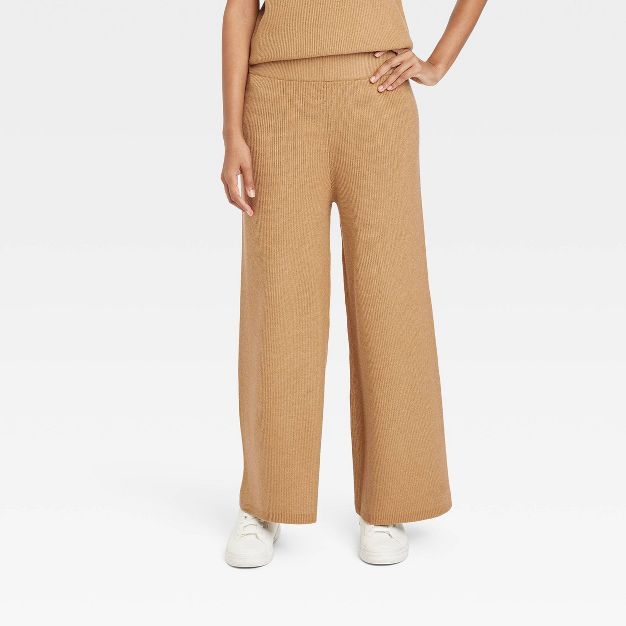 Women's High-Rise Ribbed Sweater Wide Leg Pants - A New Day™ | Target