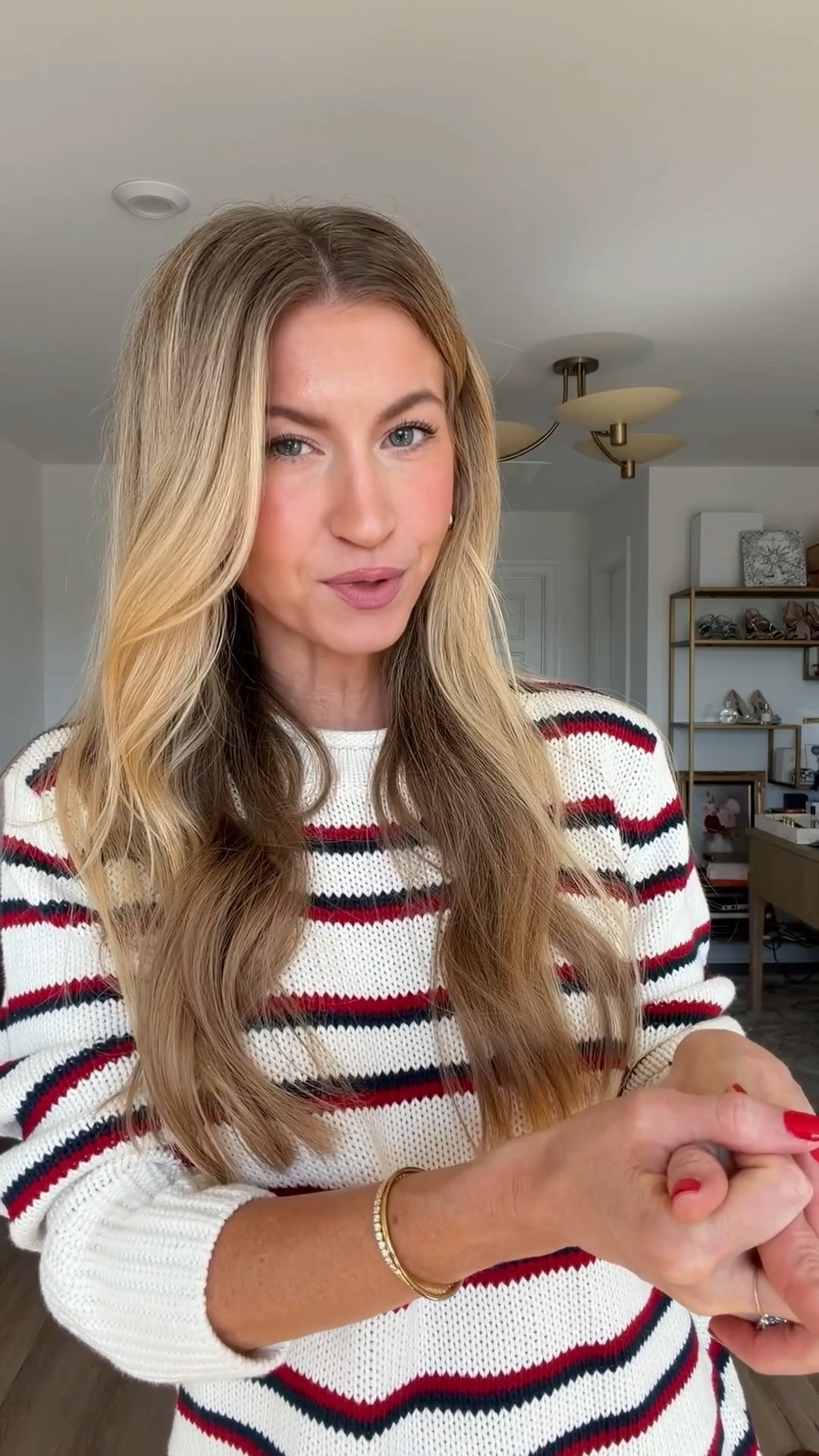 This @Quince  rolled neck sweater is new this year and it looks way more expensive than it is. THe cream, navy, and red stripe is classic but I also grabbed it in solid navy. It runs very small, size up at least two sizes! I am wearing an XL. #QuincePartner

#LTKstyle #LTKootd #LTKmusthaves