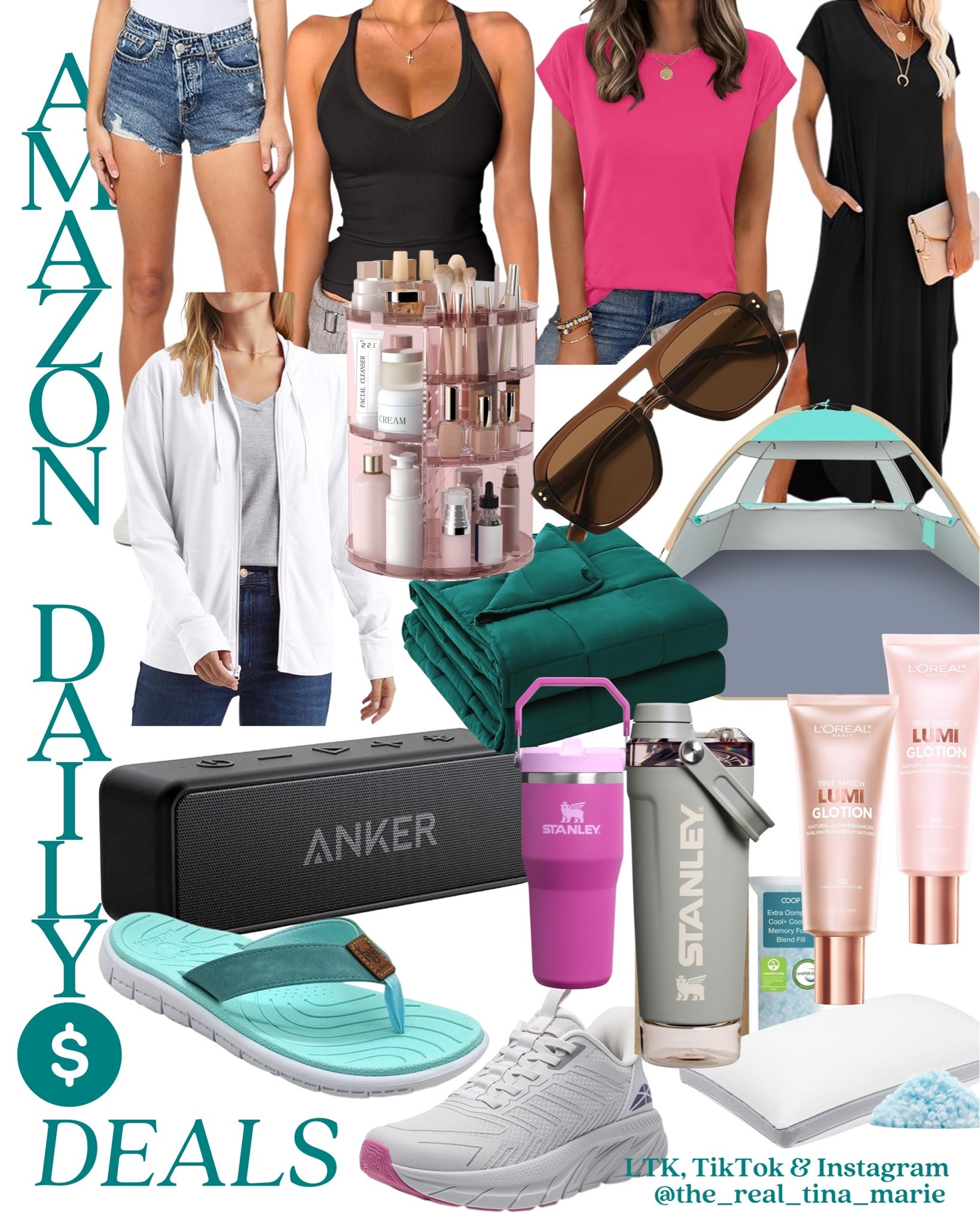 Good morning! ☕️💞

Just dropping new Amazon deals for you to shop with your morning coffee.
Perfectly seasonal items that belong in your cart? Definitely the beach tent for your next family vacay. They are so handy to keep out of the sun. 🌊☀️
Also, that L’Oreal Lumi Glotion. She’s a staple in my makeup routine for that perfect summer glow. Loving the hanes zip up too! Layer it for when the temp drops in the evening this time of year. ✌🏼

#SeasonalFavorites #Amazon #FashionFinds #GoodMorning

#LTKSaleAlert