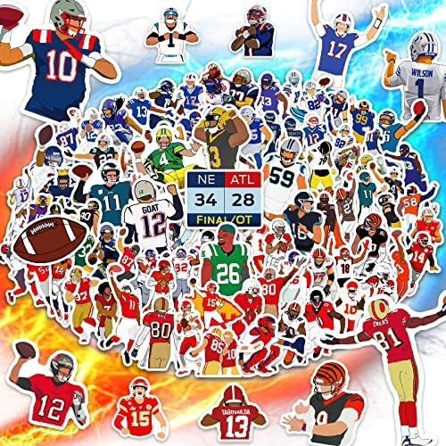 100 Pieces Football Stickers for flasks, Waterproof Sports Stickers for Water Bottles, Phone, Hel... | Amazon (US)